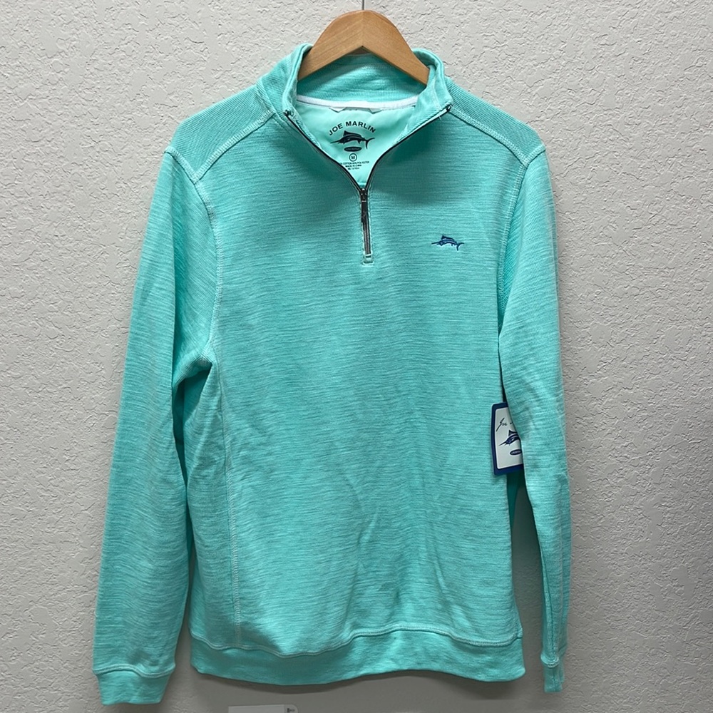NWT Joe Marlin Aqua Blue quarter Zip Sweatshirt